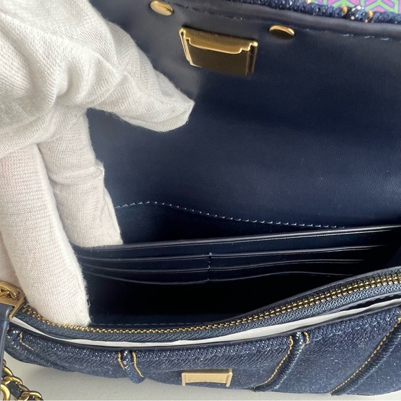 NWT Tory Burch Britten Denim Chain Wallet With Wristlet - Picture 15 of 16